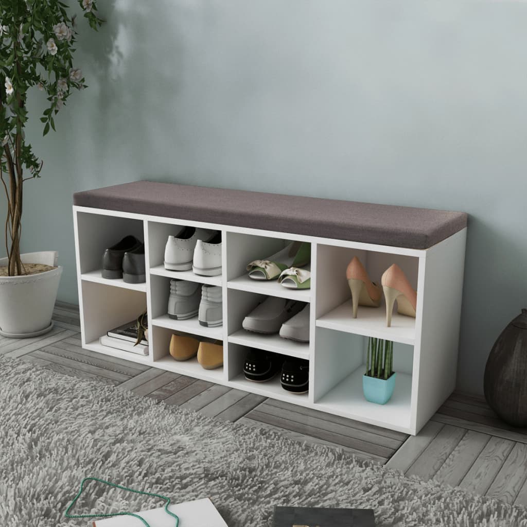 242554 Shoe Storage Bench 10 Compartments White lotusland.ro imagine 2022 by aka-home.ro
